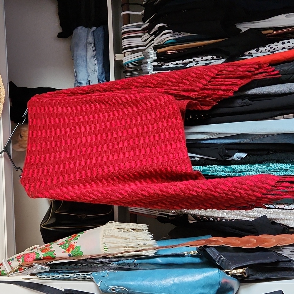Red Knit Poncho